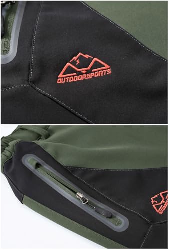 donhobo Damen Gefüttert Winterhose Wasserdicht Winddicht Atmungsaktiv Warm Verdickte Softshellhose Frühling Herbst Wanderhose Outdoorhose (Grün, XL)