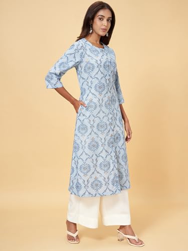 Image of Rangmanch by Pantaloons Women's Cotton Flax Regular Kurtas