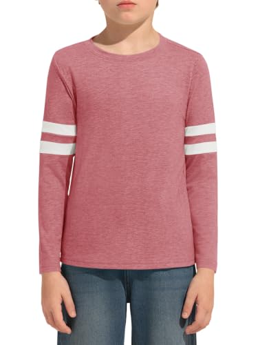 Image of Haloumoning Boys Long Sleeve Shirts Kids Crewneck T Shirts Casual Striped Tops Tees 5-14 Years