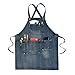 UKKO Delantal Adultos Delantal Ajustable Limpieza Denim Delantal con Bolsillo Accesorios para Cocinar para Las Mujeres Hombres Azul Oscuro-Blue,L