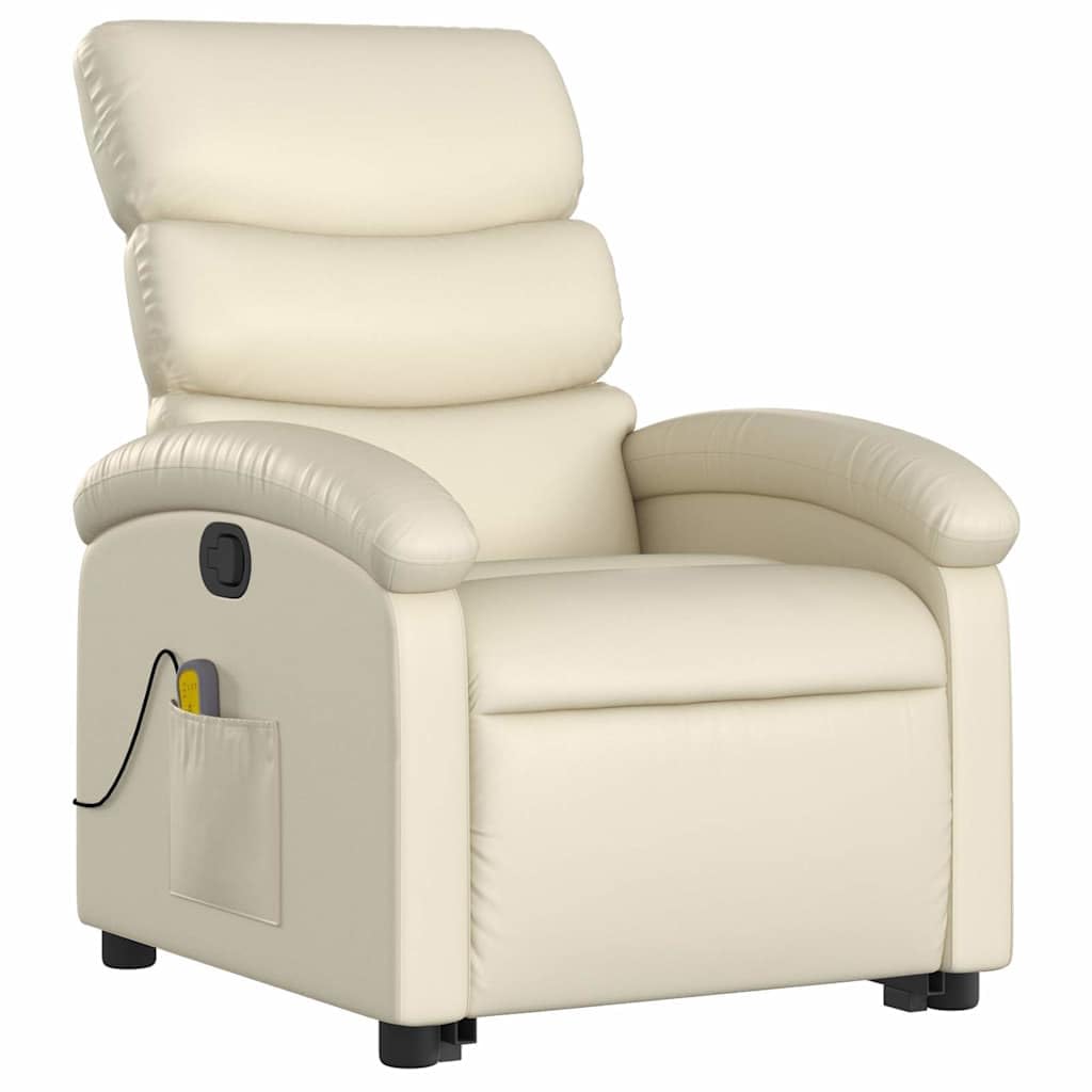 Sillón elevador reclinable con masaje de 6 puntos, de piel sintética, función de elevación eléctrica y reclinación manual, estructura estable de madera y metal,