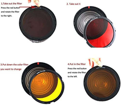 Image of Hersmay NG-10X Bowens Mount Fresnel Lens Focusing Adapter Fresnel Spot S-Mount Adapter 10-40 5X Brighter for Godox sl-60w Bowens Mount Studio Light Flash LED Light 4 Color Gel Filters