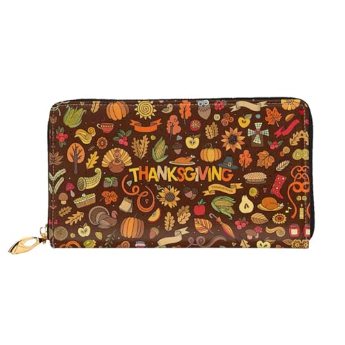 Portefeuille femme cuir Thanksgiving porte-cartes de crédit zippé pochettes de voyage