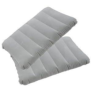 2 Pack Mitl-Function Ultralight Inflatable Camping Pillow, Kisd Swimming Pool Training Aid Squared Flocked Fabric Air Pillow for Hiking,Camping,Traveling,Napping,Desk Rest,Neck Lumbar Support