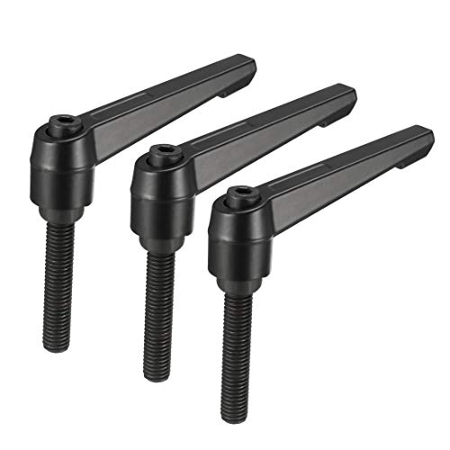 Image of uxcell M10 x 50mm Handle Adjustable Clamping Lever Thread Push Button Ratchet Male Threaded Stud Knobs Locking Rotating Screw Handles Quick Release Bolt Black 3pcs