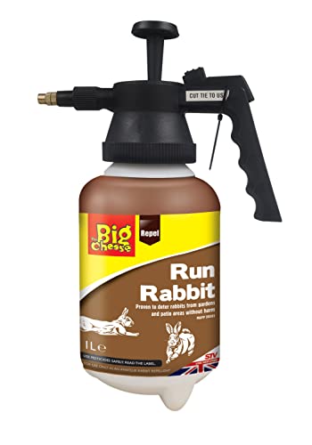 The Big Cheese Run Rabbit Repellent 1 L Pressure Sprayer. Ready-To-Use Pump Action. Humane Rabbit Deterrent. Prevents Burrowing Foraging and Fouling. Ideal for Gardens Allotments Crops and Patios