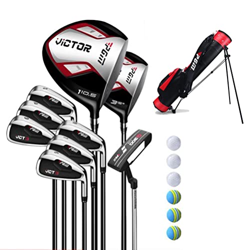 ☀Forniamo 9 mazze da golf con aste in carbonio (inclusi: 2 x legno + 6 x ferro + 1 x putter), 6 x golf e una sacca portatile. La sacca da golf è di buona qualità e molto resistente.