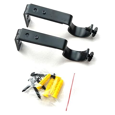 Adjustable Black Metal Curtain Rod Brackets Cover