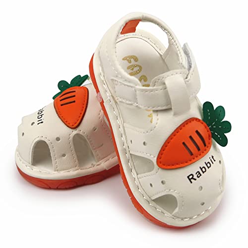 Image of WILLFUN Baby Boy Girl Summer Infant Squeaky Sandals Premium Rubber Sole Closed-Toe Non-Slip Shoes Toddler First Walkers