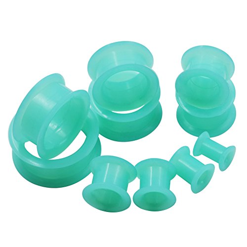 Oyaface 20Pcs Turquoise Tunnels Kit 2G-1" Silicone Ear Skins Gauges Soft Ear Plugs Expander Tunnels #TOP7