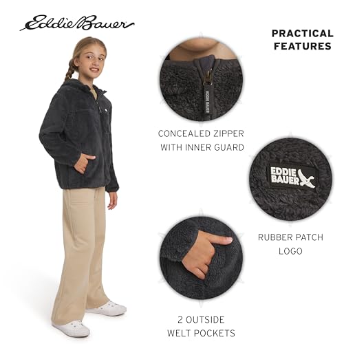 Image of Eddie Bauer Girls' Quest Plush High Pile Faux Sherpa Hooded Jacket