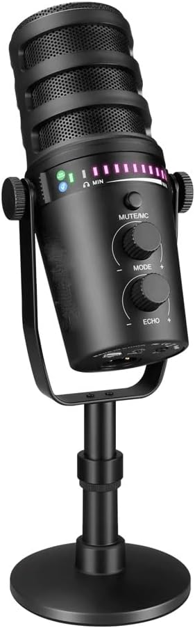 /XLR Dynamic Microphone with RGB Control/Headphone Jack/Mute MIC for PC Gaming Video Recording Streaming