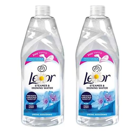 Lenoor Steamer & Ironing Water 1L – Scented Iron Water for Clothes Steamers & Irons – Anti-Limescale Formula – Fresh Laundry Fragrance by Nest & Nibbles (Pack of 2, Spring Awakening)