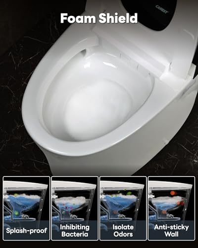 Image of CANEST Smart Toilet with Foam Shield, 17.5 inch ADA Chair Height, 1.1 /1.6GPF Dual-Flush Bidet Toilet, 12 inch Rough-in, One Piece Toilet, Auto Open /Close, Instant Hot Water, Eco Mode, Deodorization