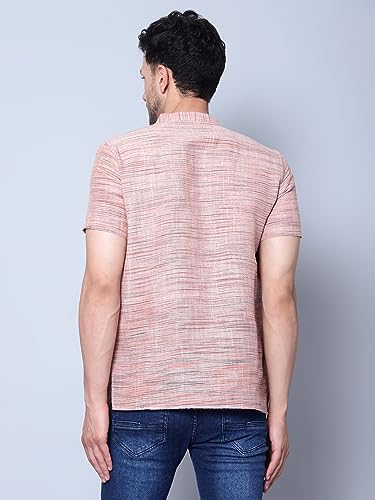 Image of LATEST CHIKAN Men's Cotton Regular Casual Strped Short Kurta Half Sleeves - (SK-LJ.DS.AS)