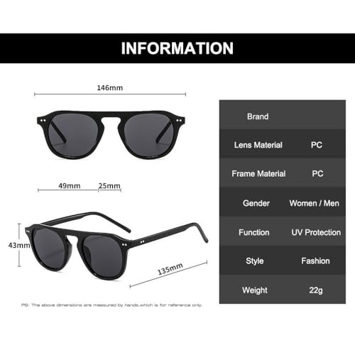 Lunettes de soleil rondes rétro à effet gelée et rivets UV400
