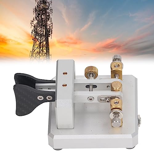 Image of CW Key, Good Workmanship Easy Tapping Automatic Morse Code Key Carbon Fiber Paddles Silver Contact for Training (Silver)