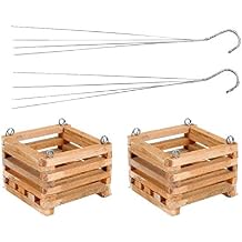 WSLHFEO Wooden Square Hanging Basket Outdoor Garden Planters 1 L