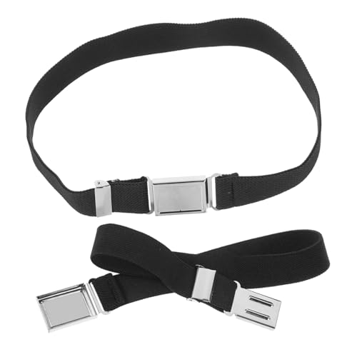 VALICLUD 2pcs Boy Girl Elastic Belt Black Waist Belt with Easy Pull Buckle for Boys and Girls Stretch Design for Comfortable Fit for School Uniforms and Casual Wear