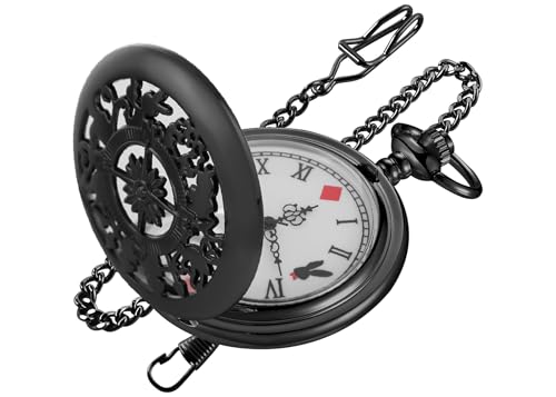 Image of Quartz Pocket Watch for Men, White Roman Digital Dial Pocket Watches for Men with Chain