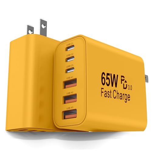 Image of 2-Pack 65W USB C Charger Block, 6-Port Fast Wall Charging Block [3 PD USB-C & 3 QC USB-A] for iPhone 17 16 15 Pro Max, iPad Pro, Galaxy S26 S25, Pixel 10 9, iWatch,Google & More