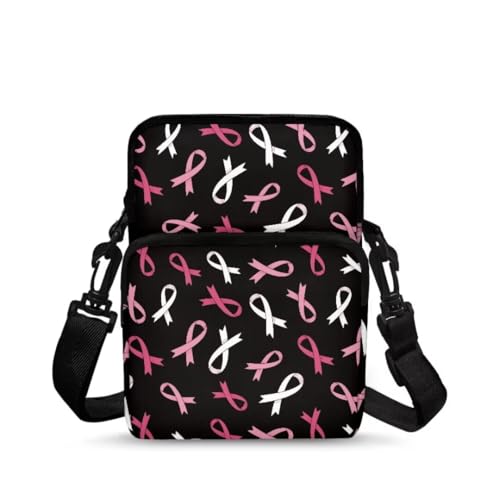 Kuiaobaty Crossbody Bag for Women Sling Purse Pink Ribbon Cell Phone Holder with Straps