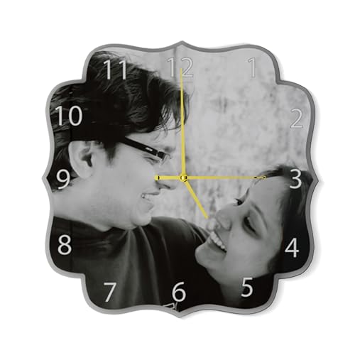 Image of SAVRI Personalized Gifts Acrylic Wall Clock (12x12 Inches) - Custom Photo with Unique Design - Stylish Room Decor, Romantic Gift for Housewarming, Anniversary, Birthday, Husband & Wife