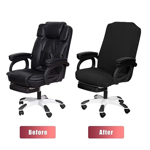 Image of SARAFLORA 2 Pack Office Chair Cover, Stretchable Desk Chair Cover Removable Computer Chair Cover for Office Chair with Zipper Universal Spandex Rotating Chair Cover Anti-dust Chair Slipcover,Black