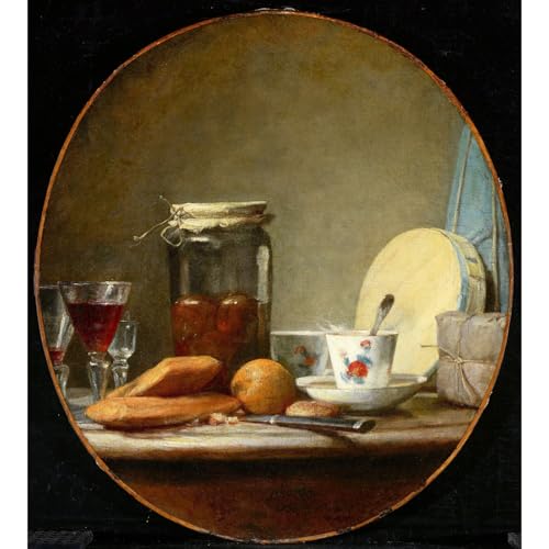 Impression sur toile Chardin Pot d'abricots décoration élégante pour bureau et maison