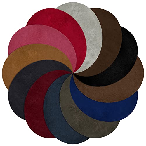 24 Pcs Elbow Patches 12 Colors Oval Suede Elbow Patches for Sweaters Fabric Men Appliques Iron on and Sew on Cloth for Repair Shirt Jeans Jacket 5.5 x 4.3 Inch(Simple Color)