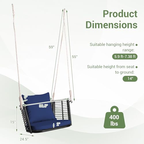 Image of Tangkula 2 Pack Outdoor Hanging Porch Swing with Cushions, Single Person
