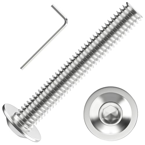 Valorada M5 Bolts, M5 x 35mm Flanged Button Head Socket Cap Screw Bolts, Allen Socket Drive, Stainless Steel 304, Full Thread, with Hex Spanner, Pack of 20