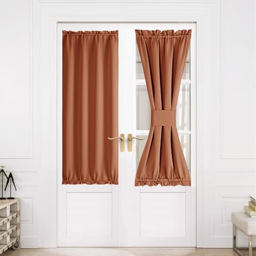 NICETOWN Burnt Orange Privacy Blackout French Door Curtain for Window