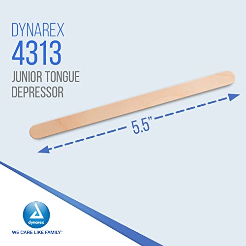 Image of Dynarex Tongue Depressors, Sterile, 5.5 inch Junior-Sized Length, Made from Beige Birch Wood, Comes in Boxes of 100, 1 Case of 1000