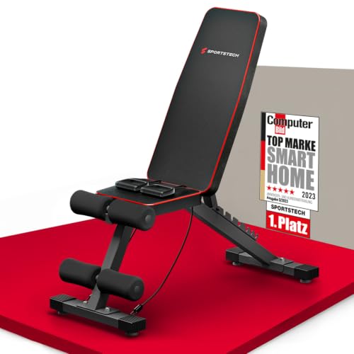 Sportstech BRT250 Hantelbank klappbar & verstellbar – Multifunktionale Fitnessbank für zuhause, 7 in 1 Schrägbank & Trainingsbank für Ganzkörpertraining, kompakt faltbar, bis 300 kg belastbar