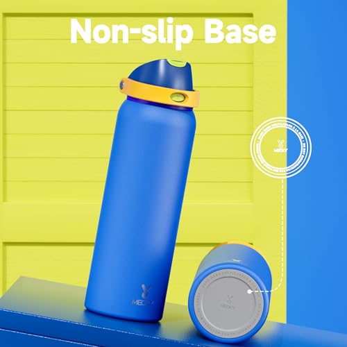 Image of 40 oz Insulated Water Bottle for Men: Meoky Stainless Steel Water Bottle with 2-in-1 Straw and Spout Lid - Leak Proof, Cold for 24 Hours, Protective Silicone Base, BPA-Free for Sports Gym, Sapphire
