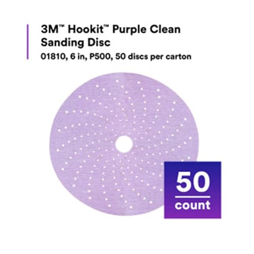 Image of 3M Cubitron II Hookit Clean Sanding Abrasive Disc 31372, 6 in, 220+ Grade, Pack of 50 Discs, Virtually Dust-Free, High Performance, Long Lasting, Multi-Hole Pattern, Feather Edging, Stock Removal