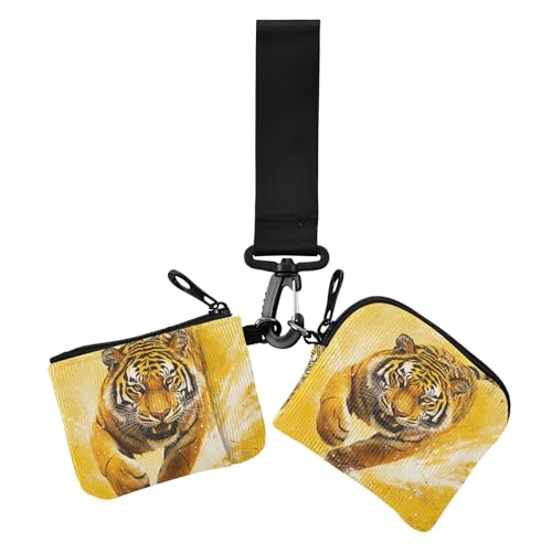 Mighty Animal Realistic Style Yellow Dual Wristlet Wallets for Women Slim Portable Zipper Purse Wallet with Zipper Coin Pocket for Woman 2 Packs