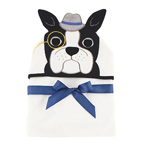 Image of Hudson Baby Unisex Baby Cotton Animal Face Hooded Towel, Dapper Dog, One Size