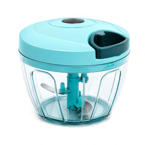 Image of Manual Mini Vegetable Chopper with Pull Cord, Multipurpose Kitchen Food Cutter for Onion, Vegetable, Fruits & Dry Fruits, Compact Plastic Hand Chopper (Multicolour, 450 ml)