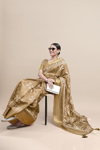Image of MIRCHI FASHION Women Saree Cotton Silk Batik Block Printed | Breathable Office Wear and Regular Use Sari with Blouse Piece