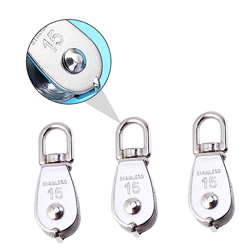 SOLUSTRE Fish Net Pulley System 8pcs Set Pulley Stainless Steel Block and Tackle Easy Installation Resistant