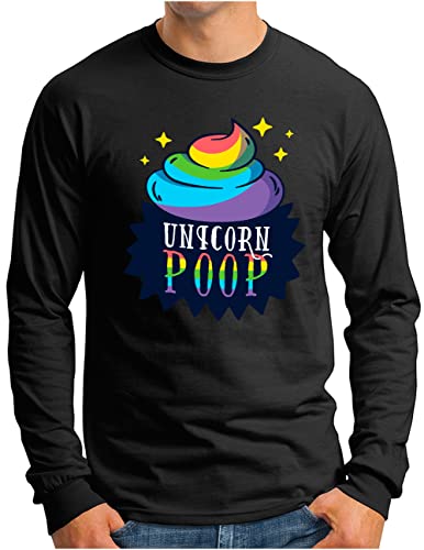 T-shirt licorne homme OM3 noir manches longues avec motif arc-en-ciel 4XL