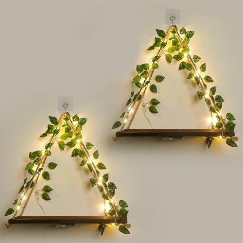 Shelf for Wall,Floating Shelves,Floating Shelves for Wall No Drilling,Adhesive Shelves,Command Strip Shelf,Bedroom Decor Aesthetic,Room Decor Aesthetic,2-Piece Set(Green Leaf)