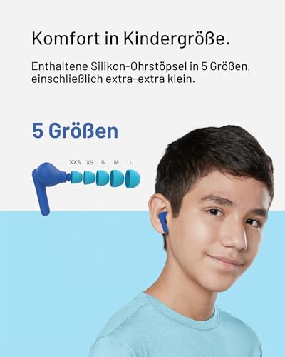 Belkin SoundForm Nano 2 Bluetooth In Ear Kopfhörer Kinder mit Mikro – Blau – Ansicht 4