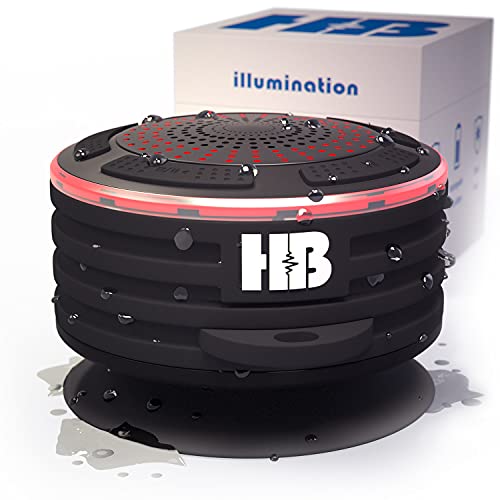 HB Bluetooth Shower Speaker Illumination 2.0 – Waterproof Bluetooth Speaker – IPX7 Waterproof, Shockproof, Dustproof with LED Lights – Bluetooth 4.0 Pairs with Phones, Tablets, Computer and Radio.