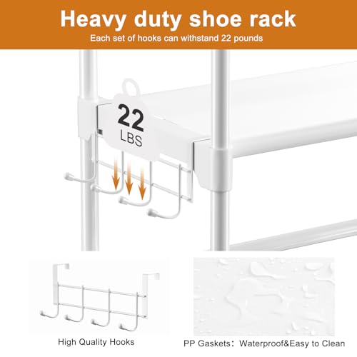 WOWLIVE 9 Tiers White Shoe Rack Organizer for Closet Shoe Storage 30-35 Pairs Metal Shoe Rack for Garage for Entryway Stackable Shoe Shelf Durable Pipes with Plastic Connectors by WOWLIVE - Image 6