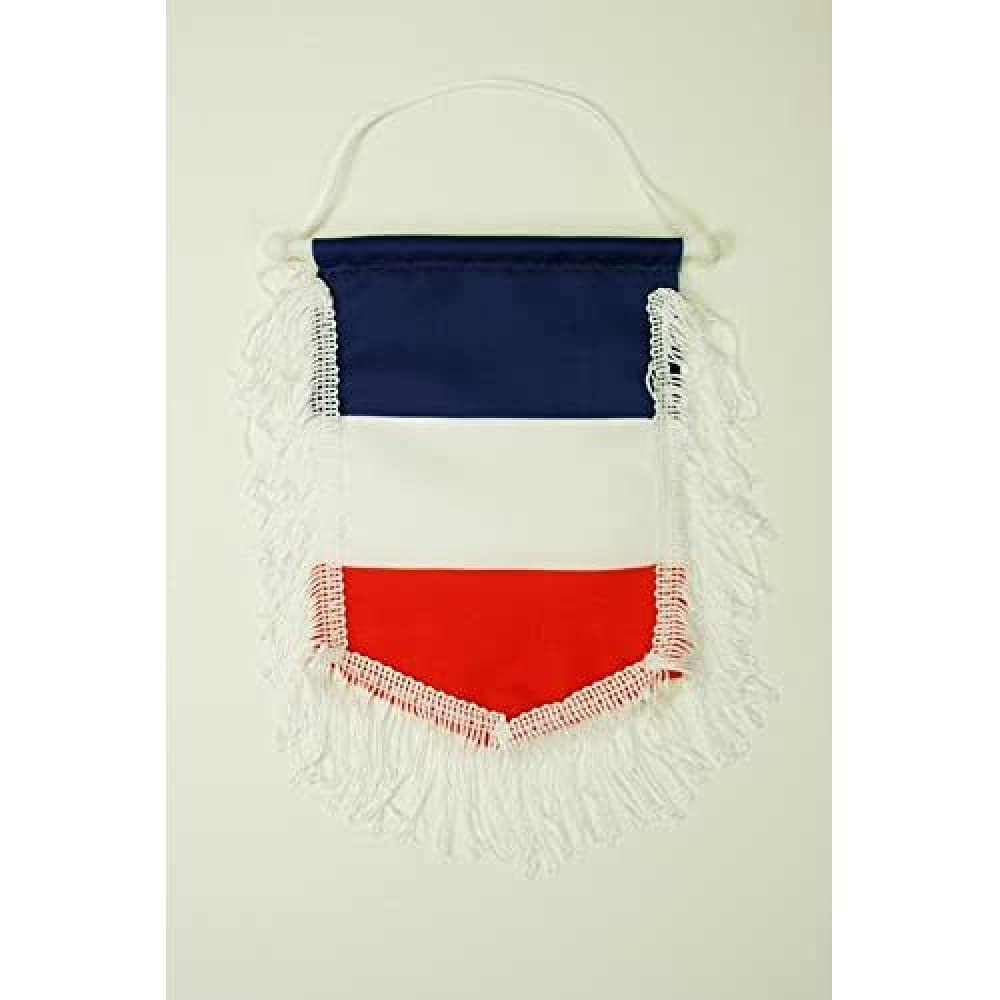 AZ FLAG - France Mini Banner - 6'' x 4'' - 100% Polyester French Small Pennant for Car - Double-sided Flag with cords