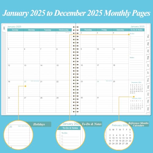 2025 Planner - 2025 Weekly & Monthly Planner to Achieve Goals & Increase Productivity, January 2025 - December 2025, 8.5" x 11", Blue Watercolor