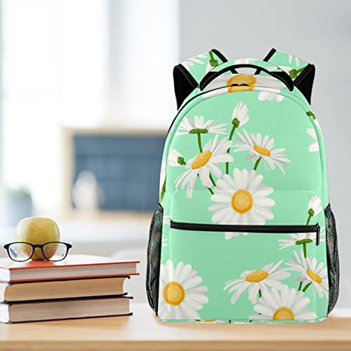 Mochila para portátil cómoda y ligera con diseño de margaritas negras 6